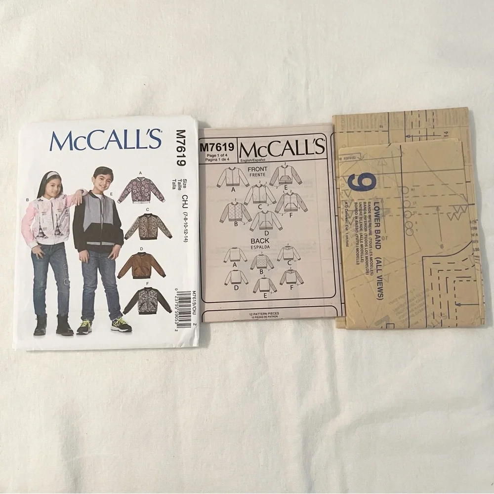 McCall’s M7619 Kids Jacket Pattern | Sizes 7–14 | Unisex Zip-Up Hoodie